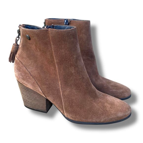 Paul Green Waterproof Suede Tassel Back Boots Brown US 8 UK 5.5 Block Heel - Picture 3 of 14